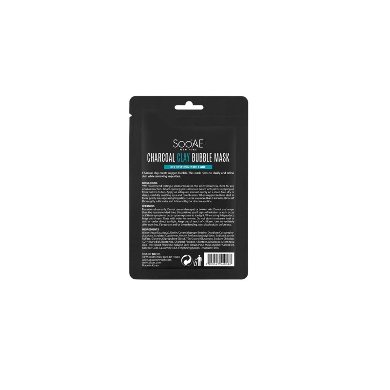 SOO'AE New York Charcoal Clay Bubble Mask Refreshing Pore Care
