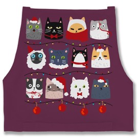 Shirtracer - Apron - Christmas Apron - Adult - Cats for Christmas, 1 eggplant