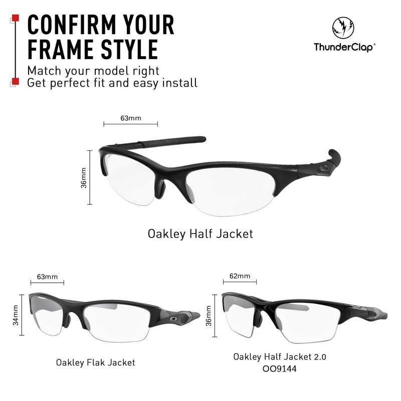 ThunderClap Polycarbonate Replacement Lenses for Oakley Half Jacket Sunglasses, Transparent