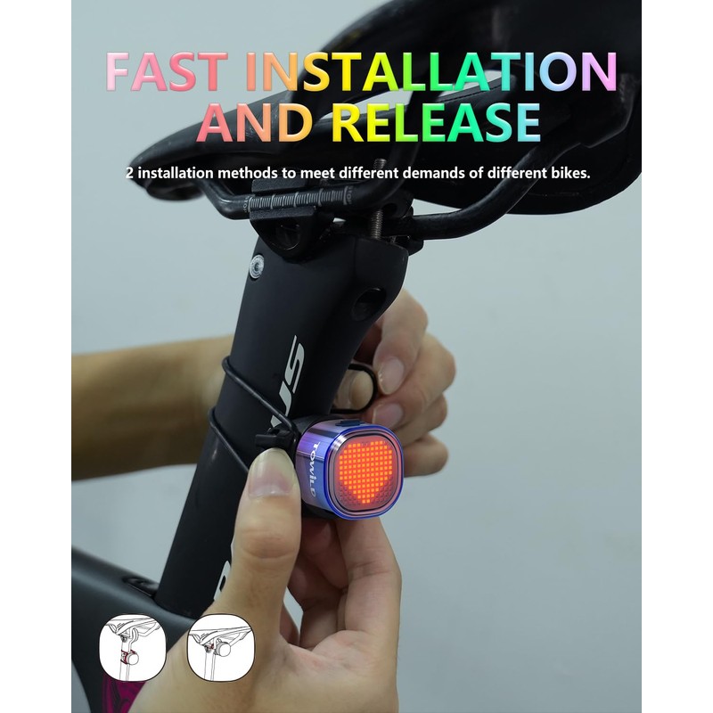 TOWILD TL08 Bike Rear Light with Expression DIY Function,Gradient Color