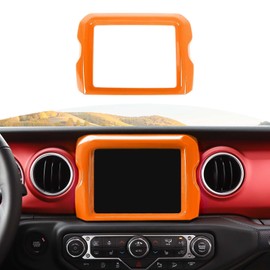 RT-TCZ - Marco de visualización de navegación para decoración táctil GPS de 8.4 Pulgadas, Accesorios Interiores ABS para Jeep Wrangler JL 2018 2019 2020 2021 Gladiator JT Rubicon Naranja
