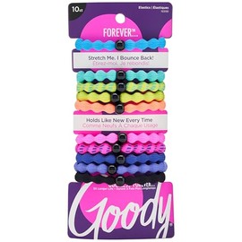 Goody Neon Colored Forever Hair Elastics, Assorted Colors, 10CT