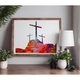 3 Crosses on a Hill Jesus Cross Stencil Template Reusable for Painting on Walls, Wood, Arts and Crafts (8) - 17 x 22 Inches