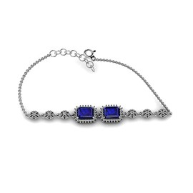 LMDPRAJAPATIS - 8 x 10 mm silver tennis bracelet with cubic circle for and women, Gema, Zafiro