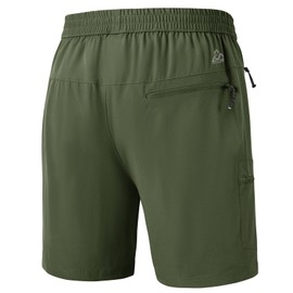 JHMORP Men's Running Shorts Light Elastic Waist Stretch Fishing Hiking Cycling Mountain Climb Travel Shorts with Pockets (Army Green,CA L)