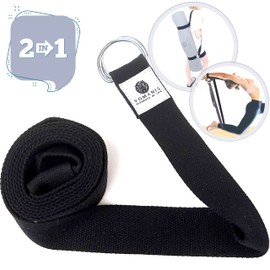 YOMANIS® Yoga Strap 2-in-1 - Carrying and Training Strap - 100% Cotton - More Intensive Stretch - for Beginners and Advanced Users - Yoga Strap with Metal D-Ring [220 x 3.8 cm]