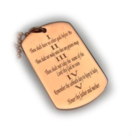Generic 10 Ten Commandments double sided PRAYER RELIGION SOLID COPPER DOG TAG PENDANT necklace