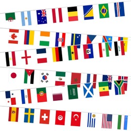 48 Countries Flag Banner World Cup 2026 Decorations – 49FT Double-Sided Fabric Soccer Bunting Flags for Parties, Bars, Home & Sports Events