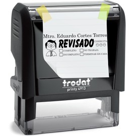 Sello Calificador Personalizado Para Maestros, Profesores, Educadores Trodat 4913 58x22 mm Agrega Tu Nombre y Dibujo