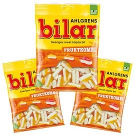 3 Bags x 125g of Ahlgrens Bilar Fruit Combo - Swedish - Chewy - Marshmallow - Cars - Candies - Sweets - Fruity Fruktkombi