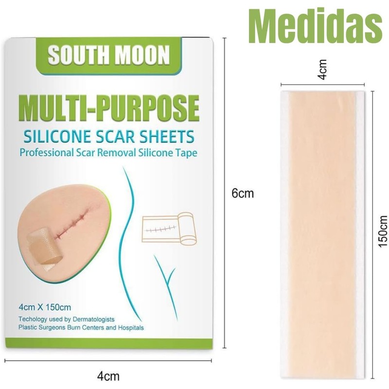 2 Rollos Cinta Silicona Reparación Cicatrices Marcas Piel Silicona Suave