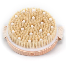 Dry Brushing Body Brush – Natural Bristle Exfoliating Brush for Cellulite Reduction, Ergonomic Handle Design for Full-Body Care, Ideal for Dry or Wet Brushing