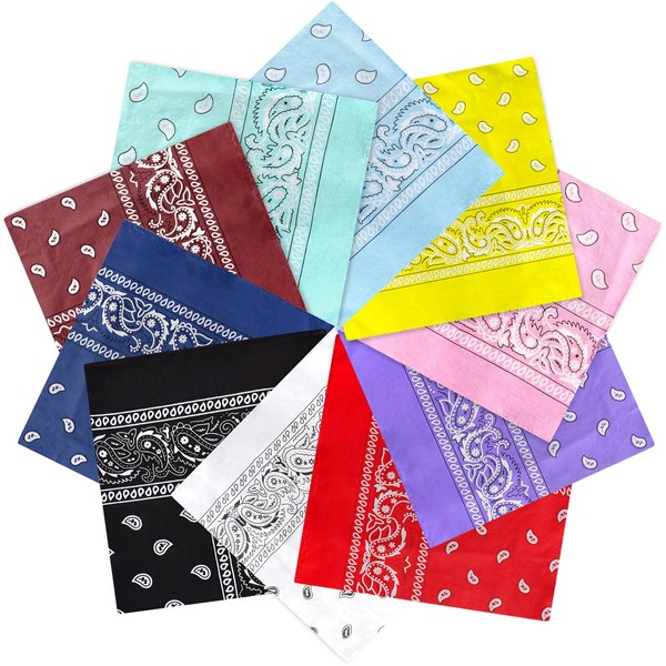 ZENO 10 Pack Mixed Color Bandana – 100% Cotton &