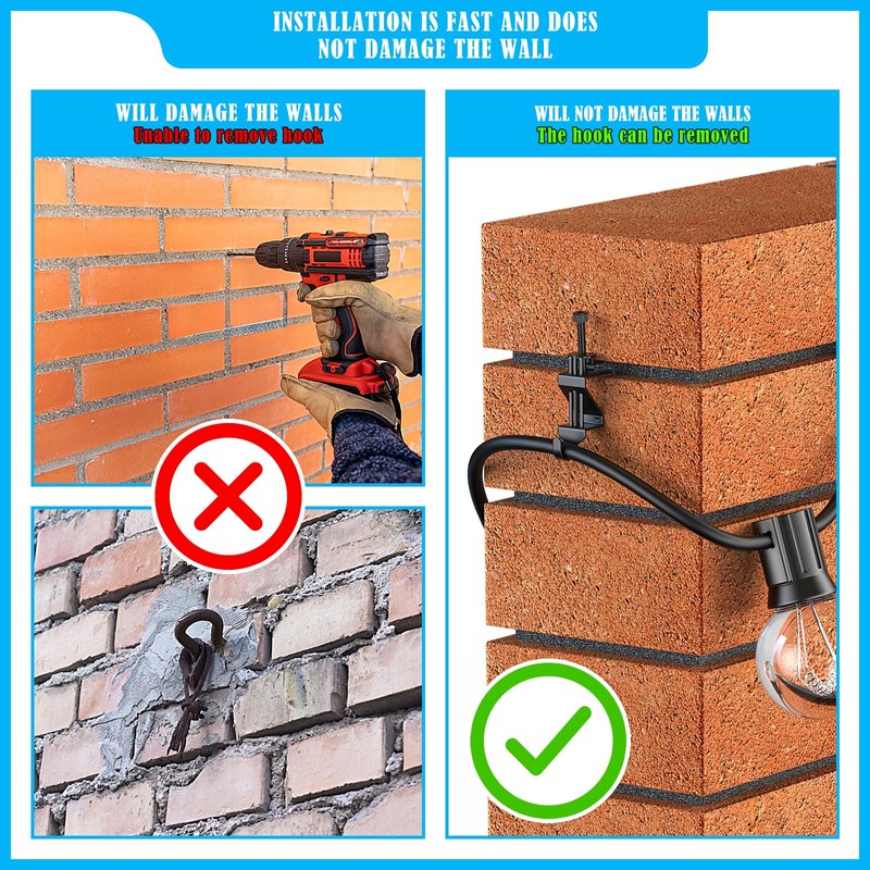 Lewufe Stainless Steel Brick Wall Clips, Brick Hooks Clamp Outdoor