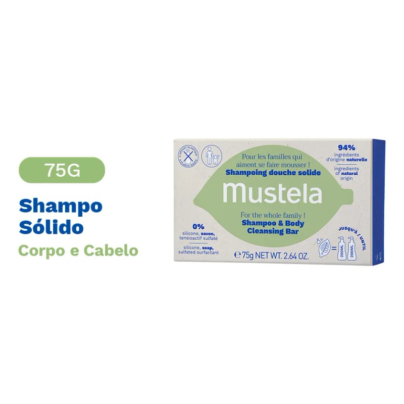 Champú sólido Mustela para cuerpo y cabello 75g