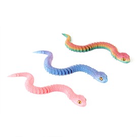 PetHomli 3Pcs 3D Printed Snake Animal Toys,11.8" Realistic Snakes Articulated Flexible Fidget Toys,3D Printed Scary Snake Animal Figure Toy for Home,Officec,Desk Decor