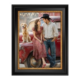 5x7 Picture frames black gold, small frame classic black picture frame, ornate black frame lines 2.17" (5.5cm) width, perfect for framing 5x7" artwork/oil paintin/picture/print/poster/certificate/photo.