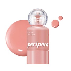 PERIPERA SYRUPY TOK CHEEK 5 Colors, Liquid Blush, Dewy Finish and Hydrates All day, Soft Velvet Texture Face Cheek Tint (08 SYRUP GRAPEFRUIT, One Size)