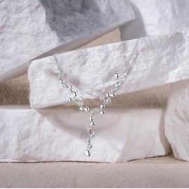 OROVI Jewellery Women's Statement Necklace with White Sparkling Zirconia Stones that Adorn the Modern Pendant Timeless Modern Silver Chain Necklace Made of 925 Sterling Silver, 45 cm Long, Silver,