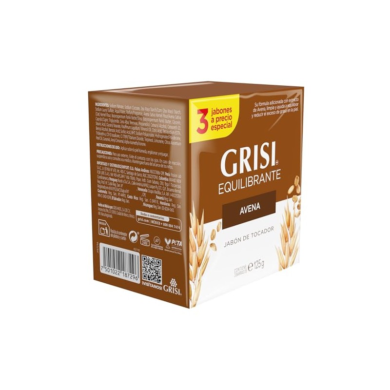 Grisi Tripack Avena Jb 125g, 375 gramos