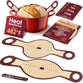Superbaking Silicone Bread Sling 2 Pcs - 9in Round & Oval 482F Heat Resistant Dough Lifter, Non-Stick Dutch Oven Liners, Long Handles, Reusable Sourdough Bread Baking Supplies, Sourdough Gifts