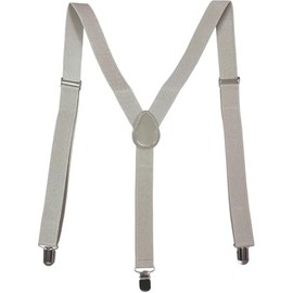 KASSAI Y-Shaped Suspenders, Width 1.0 inches (25 mm), 3 Clips, Lightweight, Unisex, Inspected in Japan (BSP-23820), gray (light gray)