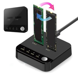 Dpofirs M.2 NVMe SATA SSD Cloner Dock, 20Gbps Dual Bay NVMe to USB C Enclosure, M.2 SSD Duplicator, Hard Drive Cloner Dual Bay and Dock Offline for SSD Size 2230/2242/2260/2280/22110