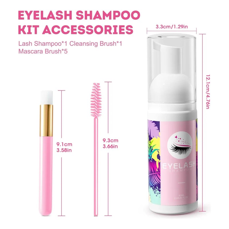Lash Shampoo Espuma Limpiadora Para Extensiones De Pestañas Rosa