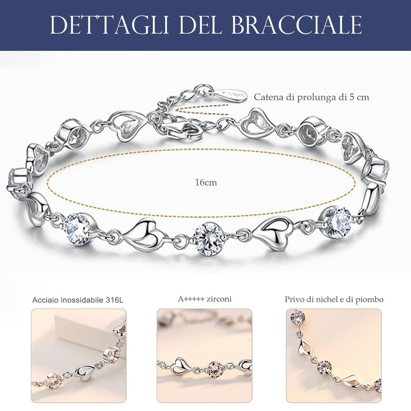 VGWON Bracciali per uomo e donna 196P, Stainless Steel, No