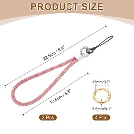 sourcing map 2Pcs Bling Wristlet Lanyards, 5.3" Rhinestone Keychain Strap for Clutch Cellphone Keychain Wallet Purse Accessories and Decoration, Pink