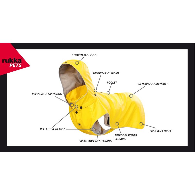 Rukka Pets Stream Raincoat for Dogs Yellow 80