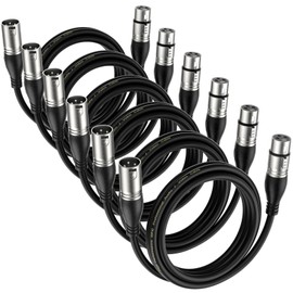 EBXYA XLR Cable 6ft 6 Packs - Premium Balanced Microphone Cable with 3-Pin XLR Male to Female Mic Speaker Cable, Black
