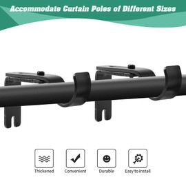 Creatyi Adjustable Curtain Rod Brackets - Heavy Duty 1 Inch Curtain Rod Support (3 PCS, Black)