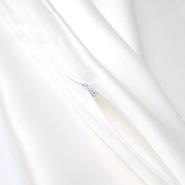 Silky Satin Standard Pillowcases Set of 2, Super Soft and Luxury, Hidden Zipper Design (White, Queen (20" x 30"))