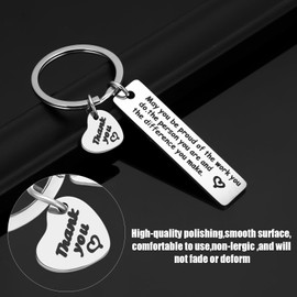 FRIUSATE 10 Pcs Thank You Gift May You Be Proud of the Work You Do Keychain Appreciation Gifts Sliver Thank You Keyrings For Teacher Counselor Doctor Nurse