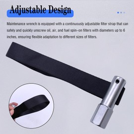 JEUCLEL 1/2" Drive Oil Filter Strap Wrench, Oil Filter Strap Type Wrench Remover Compatible with Most Vehicles Engine Maintenance, 120mm Adjustable Filter Removal Auto Engine Motorcycle Belt Wrench