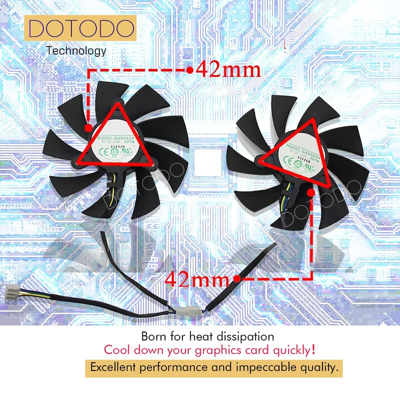 Dotodo 87 mm GA92A2H 0.35A Fan for Graphics Card Cooler