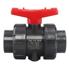 DERNORD PVC True Union Ball Valve NPT Threaded with Full Port, EPDM O-Rings, and Reversible PTFE Seats, Rated at 200 PSI (1.5 Inch NPT Threaded)