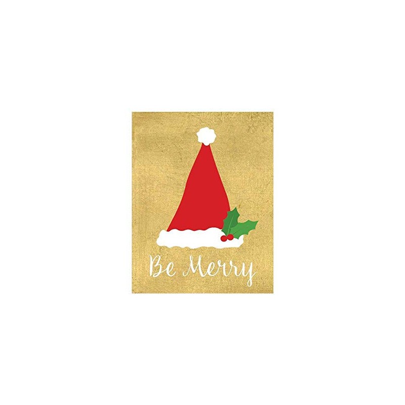Caspari Be Merry Gift Enclosure Christmas Cards in Gold Foil