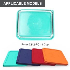 Sophico 11 Cup Rectangle Silicone Storage Cover Lids Replacement for Pyrex 7212-PC Glass Bowls, Container not Included (MIX)