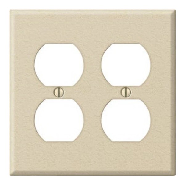 Amerelle (20)-Amerelle PRO 2-Gang Stamped Steel Outlet Wall Plate, Ivory