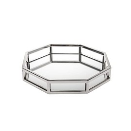 Godinger Decorative Tray, Perfume Tray, Vanity Tray, Octagon Home Decor Tray - Aspen Collection, Silver, 10"