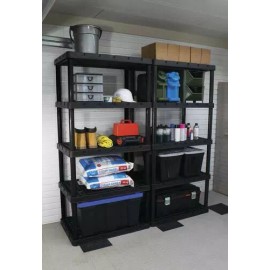MaxIt 36"x 74" x 24" 5 Shelf Black Resin Freestanding Utility Garage Storage Organizer