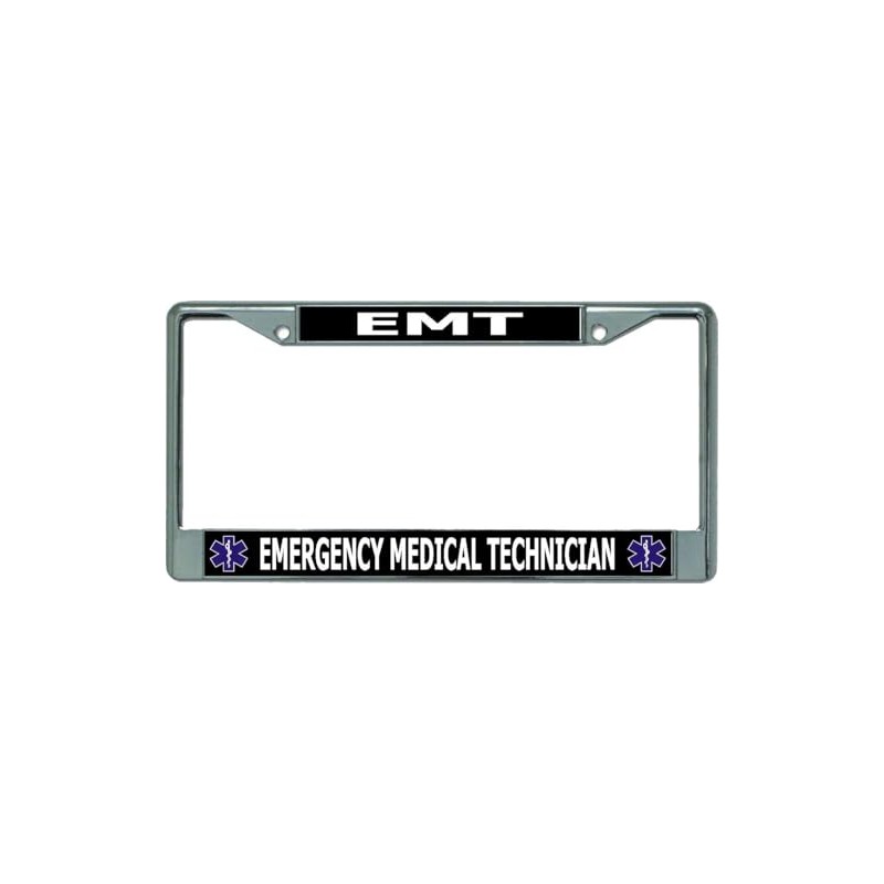 EMT Emergency Medical Technician Chrome License Plate Frame