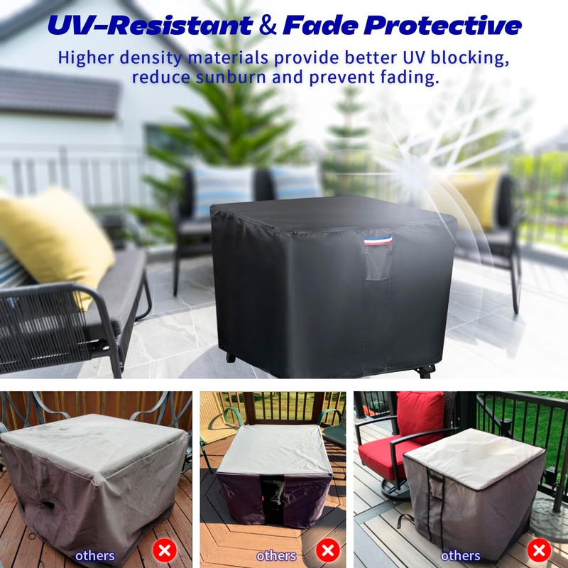 Topcover Fire Pit Cover - Waterproof 600D Square Fire Table