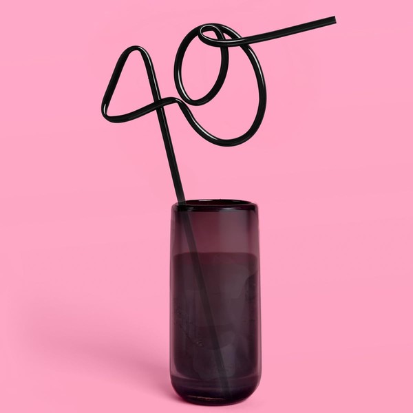 xo, Fetti 40th Birthday Straw, Black XL | Forty and