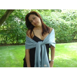 Cashmere Pashmina Group: Solid Pashmina Shawl, Scarf, Wrap & Stole (Large size) Blue Grey
