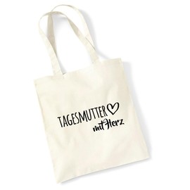 huuraa Jute Bag Childminder with Heart Bag Cotton 10 Litres with Motif for the Greatest People Gift Idea for Friends and Family, natural