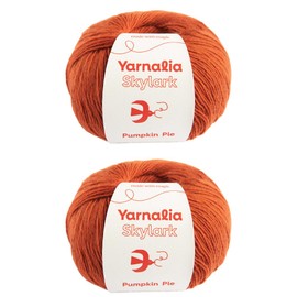 Yarnalia Skylark Yarn | Fingering Weight Yarn | Composed of Superwash Wool | Easy Care (2-Pack, 100g/350yd Each) (Pumpkin Pie)