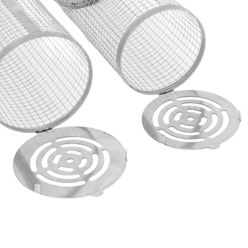 2PCS BBQ Net Tube Stainless Steel Barbecue Grill Basket Rolling